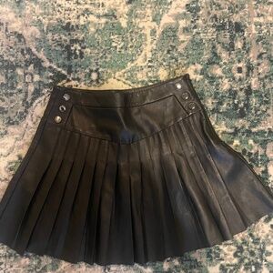 Maje Pleated, flared leather skirt